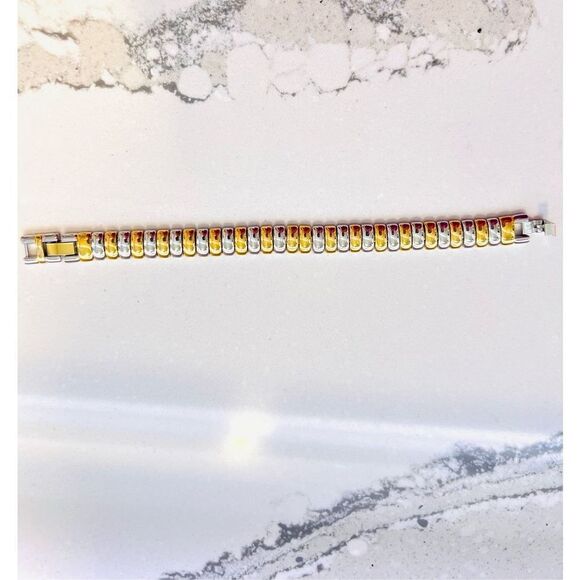 Old Money Aesthetic Gold Silver Link Bracelet Two Tone Timeless Bold Jewelry - Picture 5 of 11